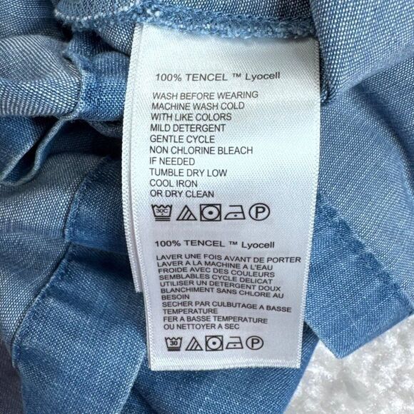 Tommy Bahama Tencel Denim Chambrey Sleeveless Lace Up Tank Top - Picture 4 of 7